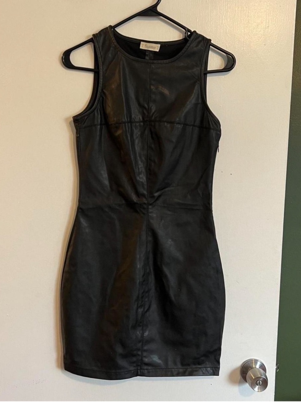 Pull & bear black faux leather sleeveless bodycon mini dress
size small